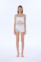 Diana Beyaz Dantel Crop Bluz - 0