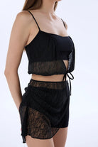 Diana Siyah Dantel Crop Bluz - 4