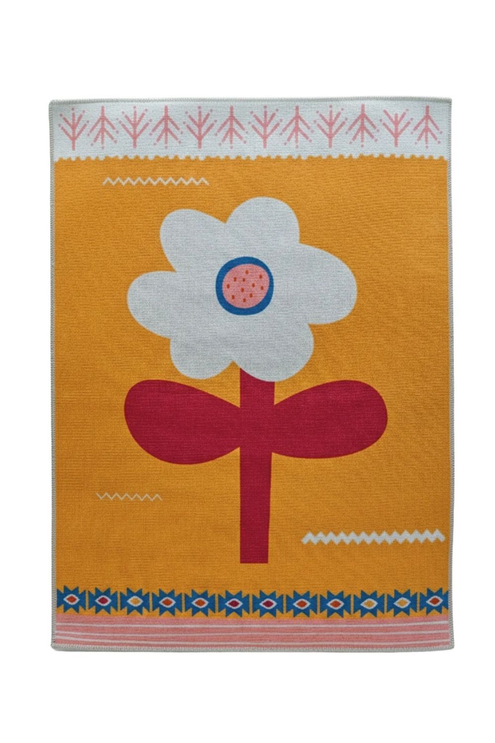 Big Flower Sarı Yıkanabilir Bebek & Çocuk Halısı – 120 X 160 Cm - 0