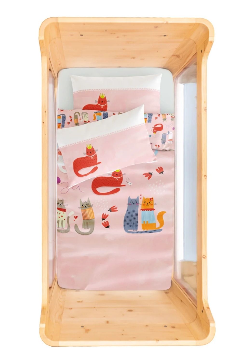 Kitty Of Queens Çift Taraflı Pamuk Saten Pembe Bebek Nevresim Seti 100x150 Cm - 1