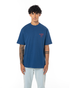 Unisex Oversize Fake Love Baskili TiŞört - Mavi - 0
