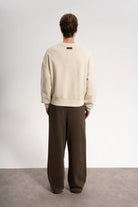 Erkek Oversized Washed Distressed Sweatshirt - Bej - 2