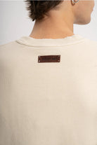 Erkek Oversized Washed Distressed Sweatshirt - Bej - 3