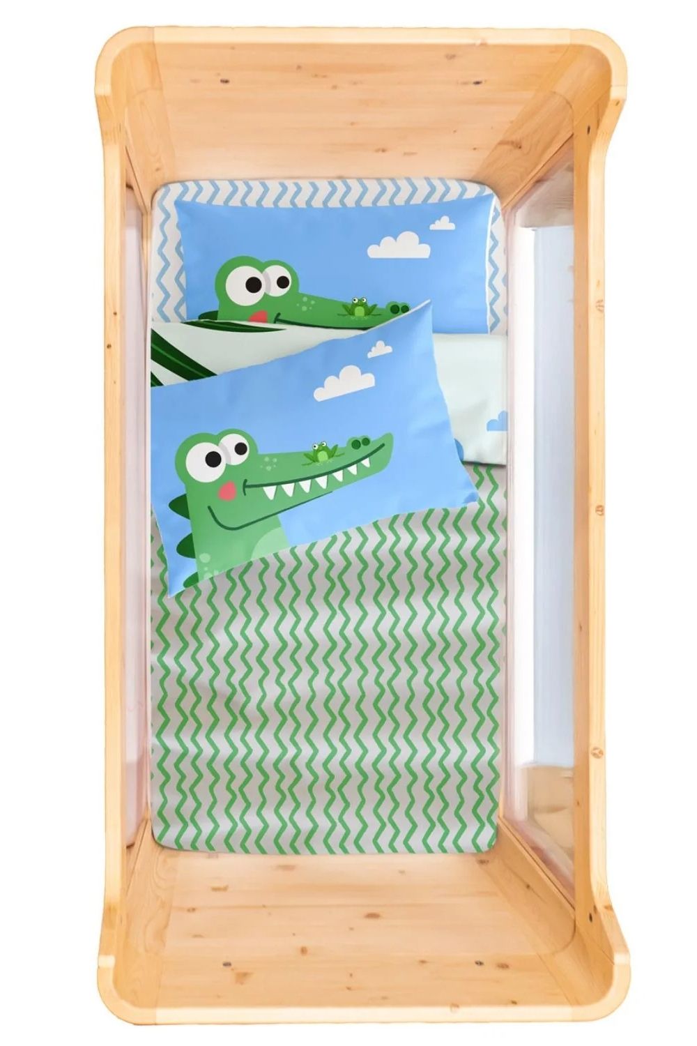 Croc-A-Dream Çift Taraflı Pamuk Saten Çok Renkli Bebek Nevresim Seti 100x150 Cm - 0
