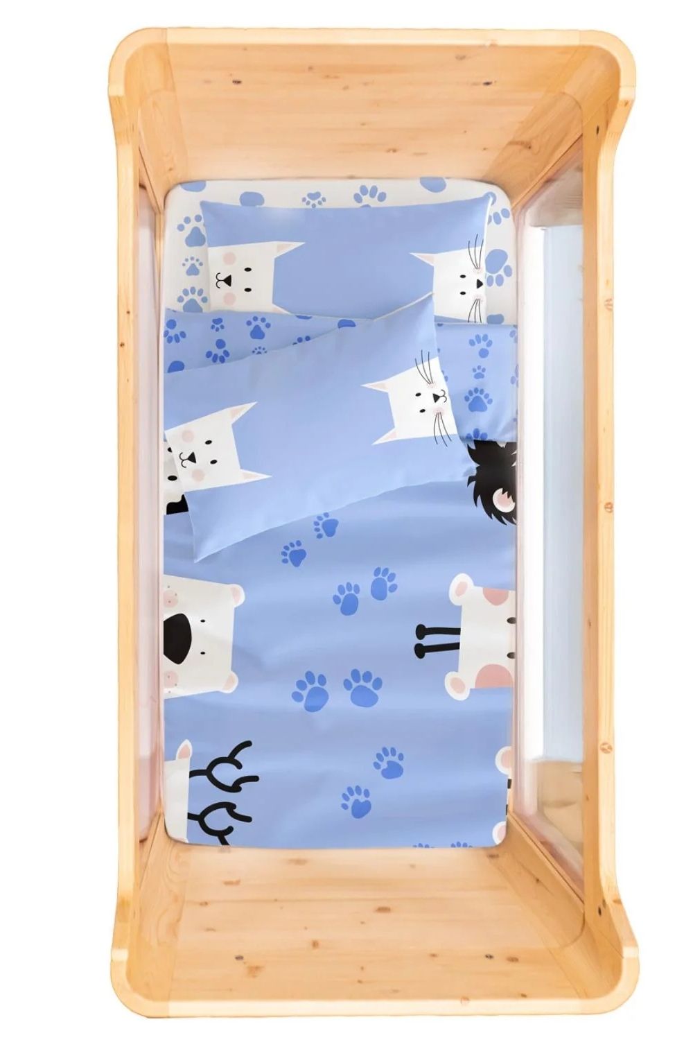 Paws And Claws Çift Taraflı Pamuk Saten Çok Renkli Bebek Nevresim Seti 100x150 Cm - 0