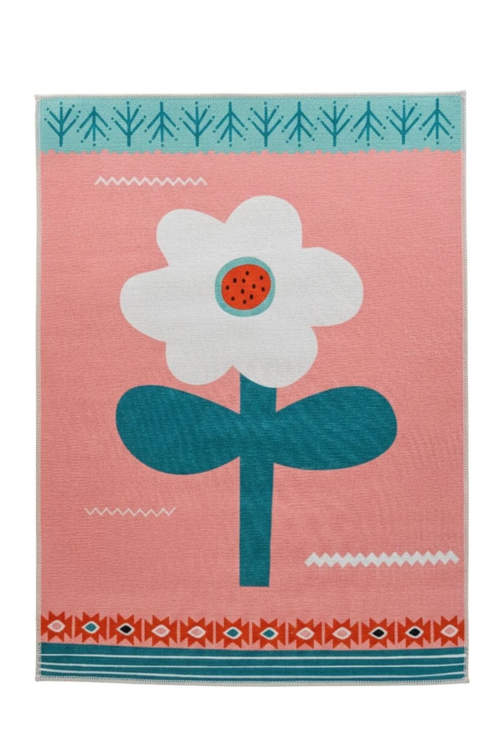 Big Flower Pembe Yıkanabilir Bebek & Çocuk Halısı – 120 X 160 Cm - 0