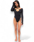 Siyah Call Me Uzun Kollu Bodysuit - 0