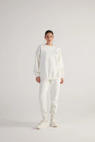 3 İplik Şardonlu Uzun Kol Bisiklet Yaka Fine Sweatshirt Ekru - 3