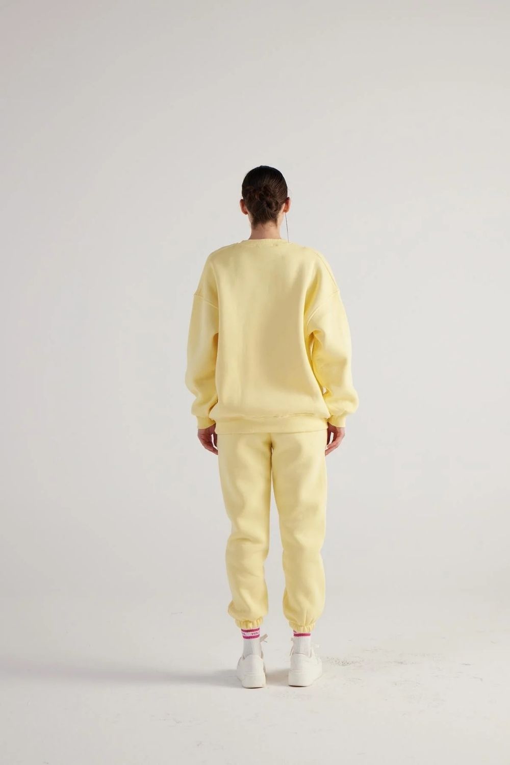 3 İplik Şardonlu Uzun Kol Bisiklet Yaka Fine Sweatshirt Sarı - 4