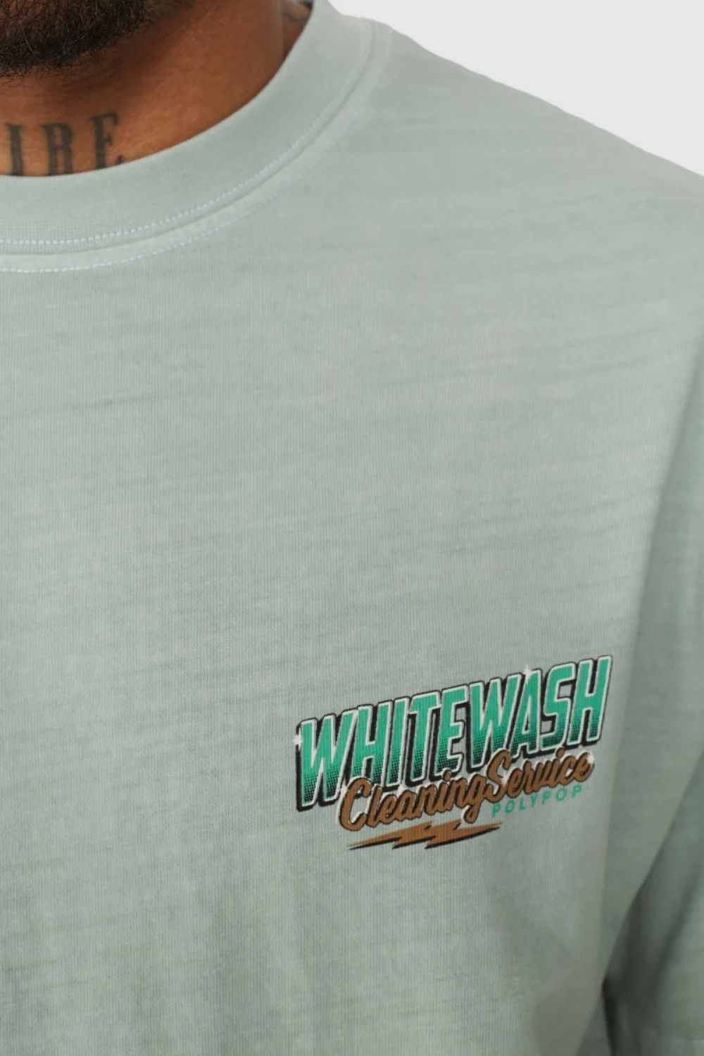 Whitewash Pale Green Regular Fit T-Shirt - 3