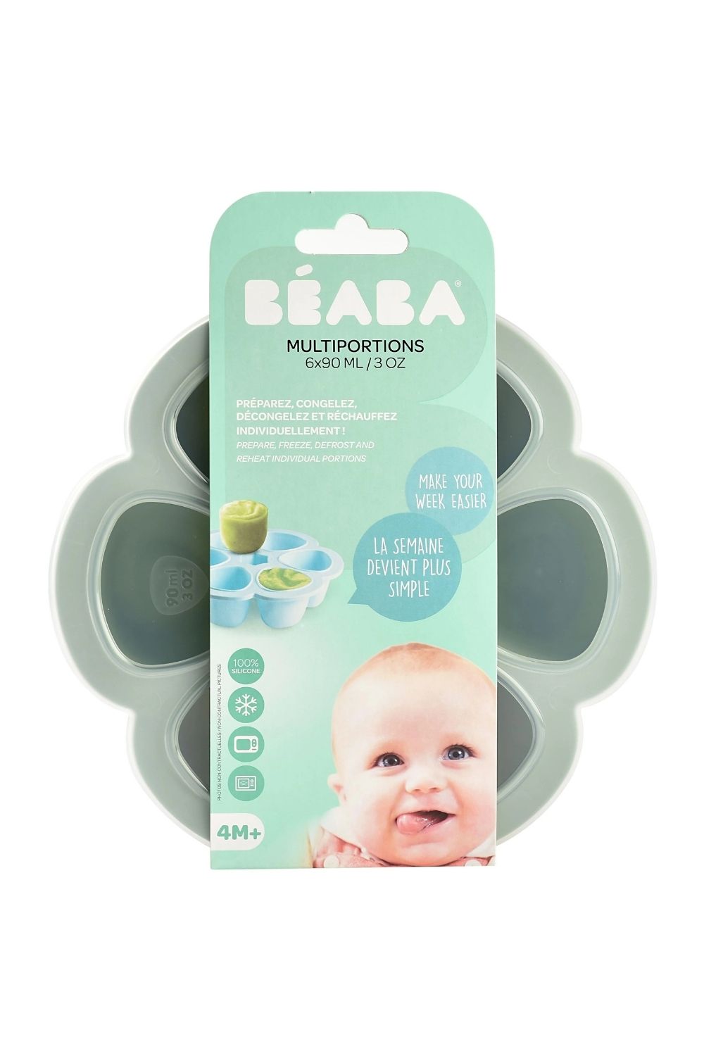 Silikon 6'lı Sıcak & Soğuk Saklama Kabı Sage Green 6 X 90ml - 1