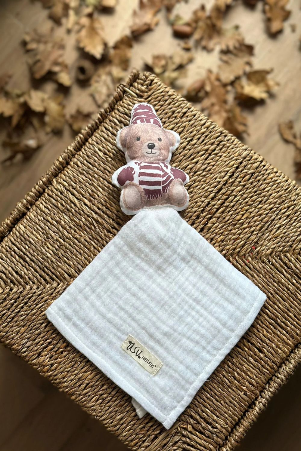 Organik Pamuk Uyku Arkadaşı Vintage Bear Bordo - 0