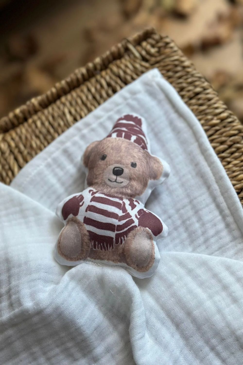 Organik Pamuk Uyku Arkadaşı Vintage Bear Bordo - 1