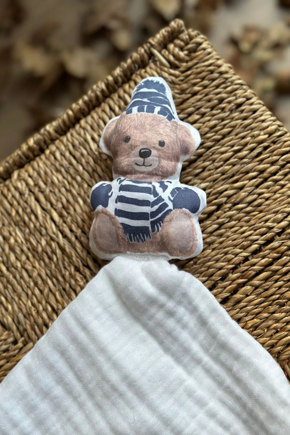 Organik Pamuk Uyku Arkadaşı Vintage Bear Lacivert - 1