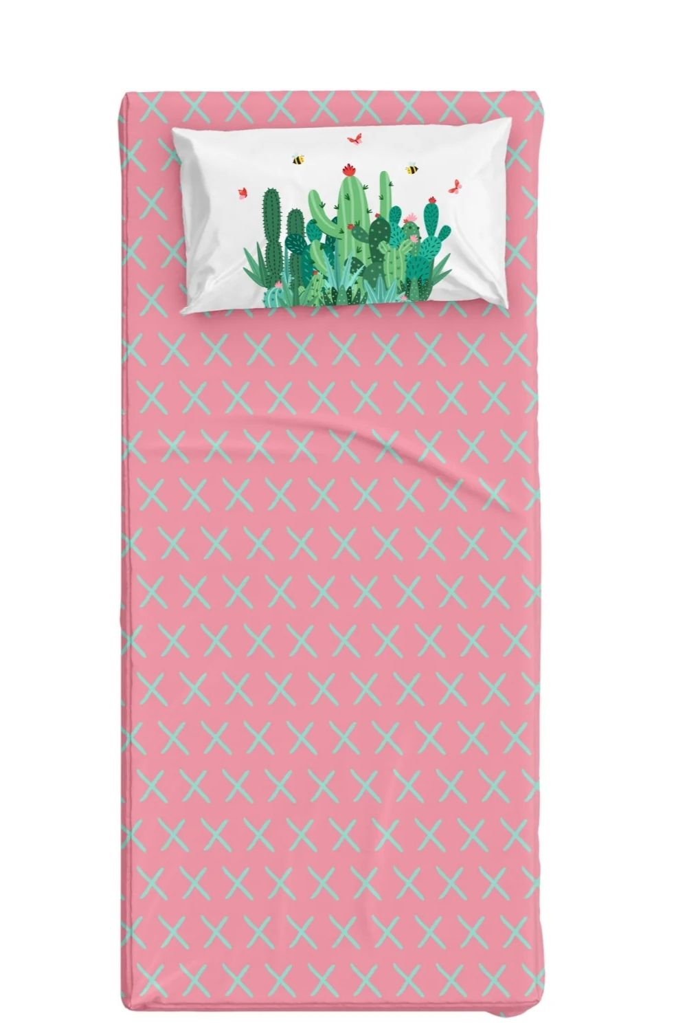 Cactopia Pamuk Saten Çok Renkli Çocuk Çarşaf Seti 90x190 Cm - 0