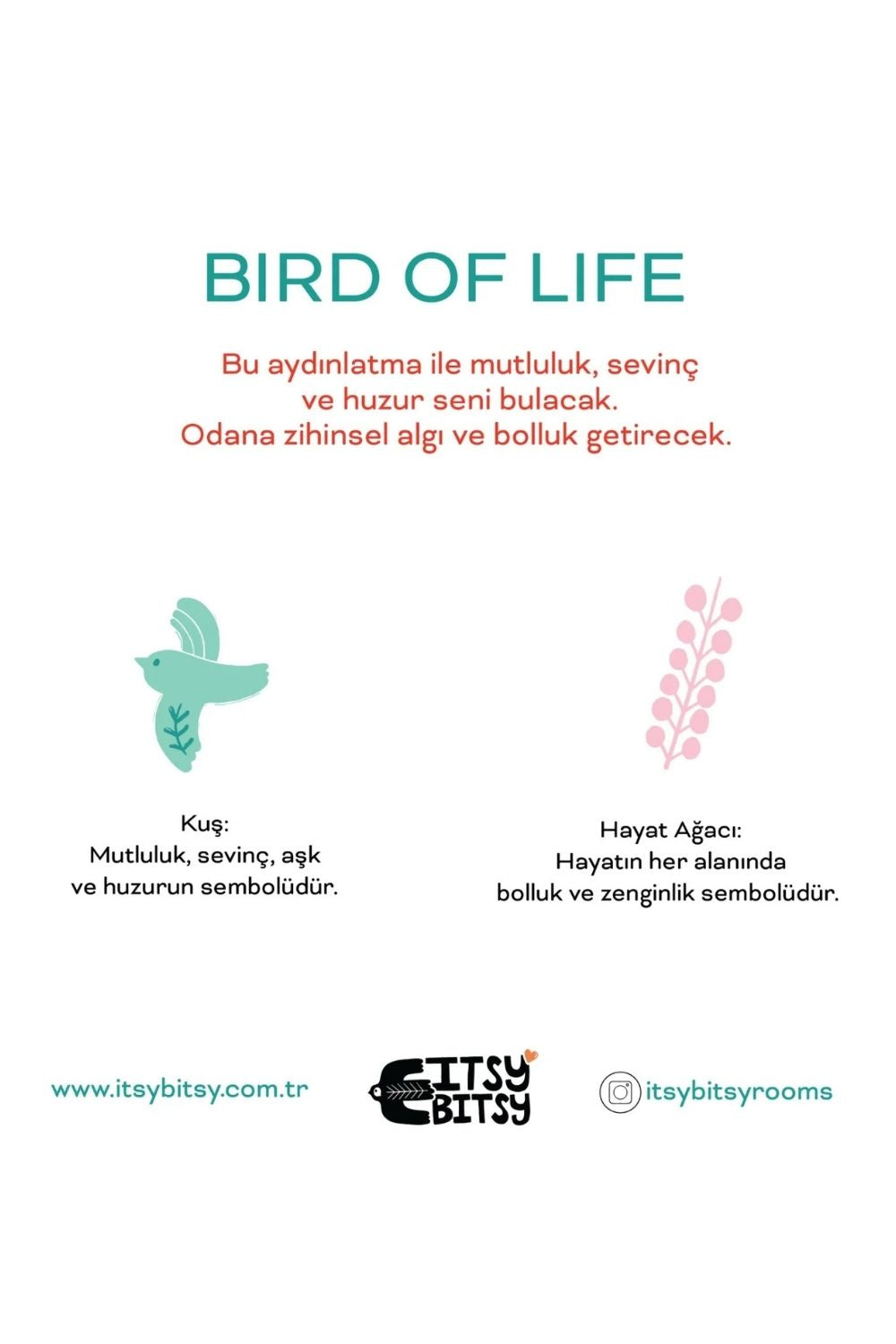 Bird Of Life Başucu Aydınlatma Başlığı Mint Yeşili - 16x20 Cm - 4