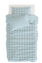 Gingham Pamuk Saten Mavi Pötikare Desenli Çocuk Nevresim Seti – 140x200 Cm - 0