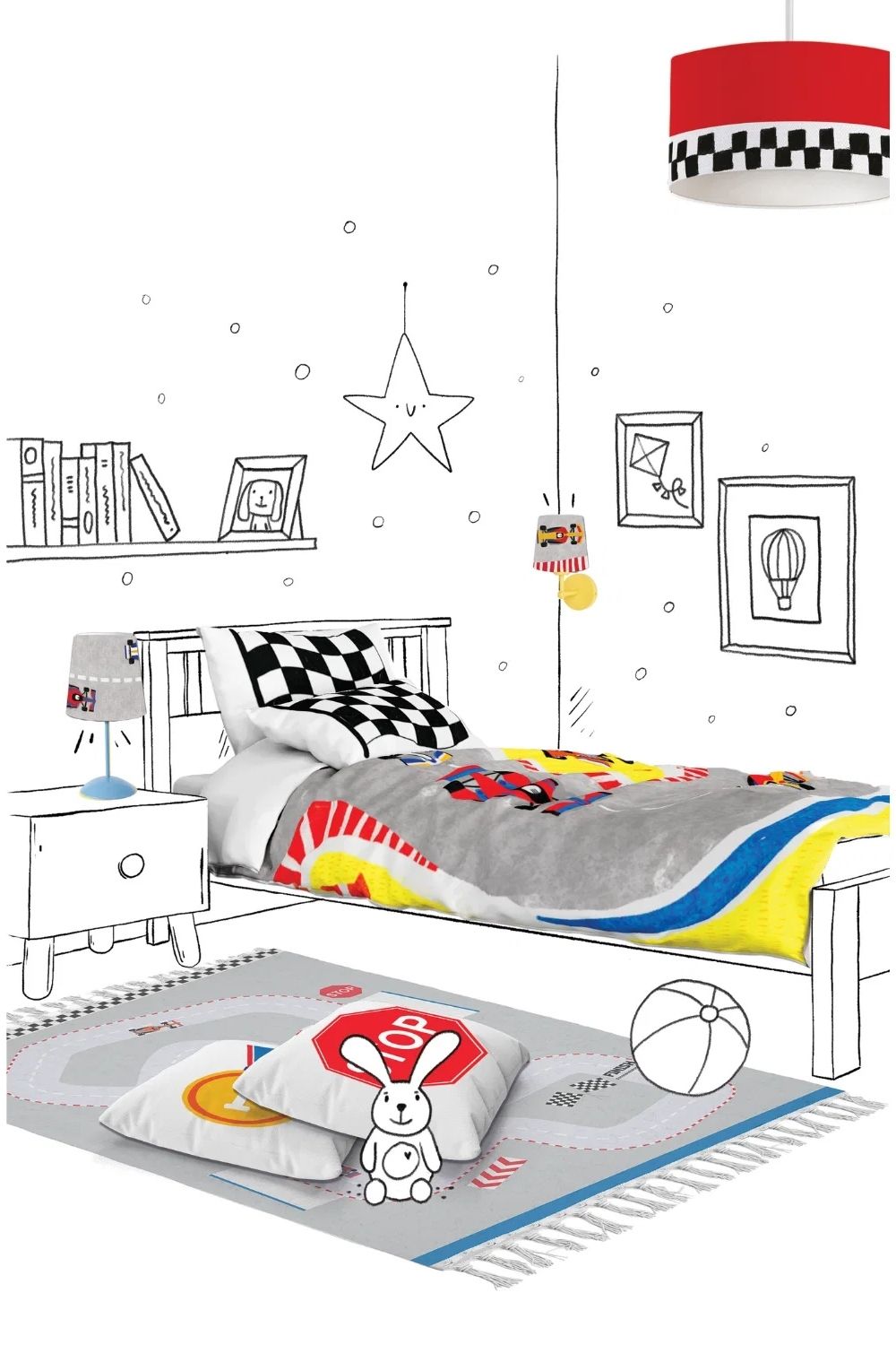 Ready Steady Go Çift Taraflı Pamuk Saten Çok Renkli Çocuk Nevresim Seti – 140x200 Cm - 3