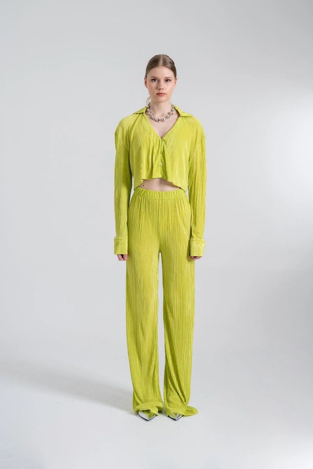 Beli Lastikli Esnek Comfy Pantolon Yeşil - 0