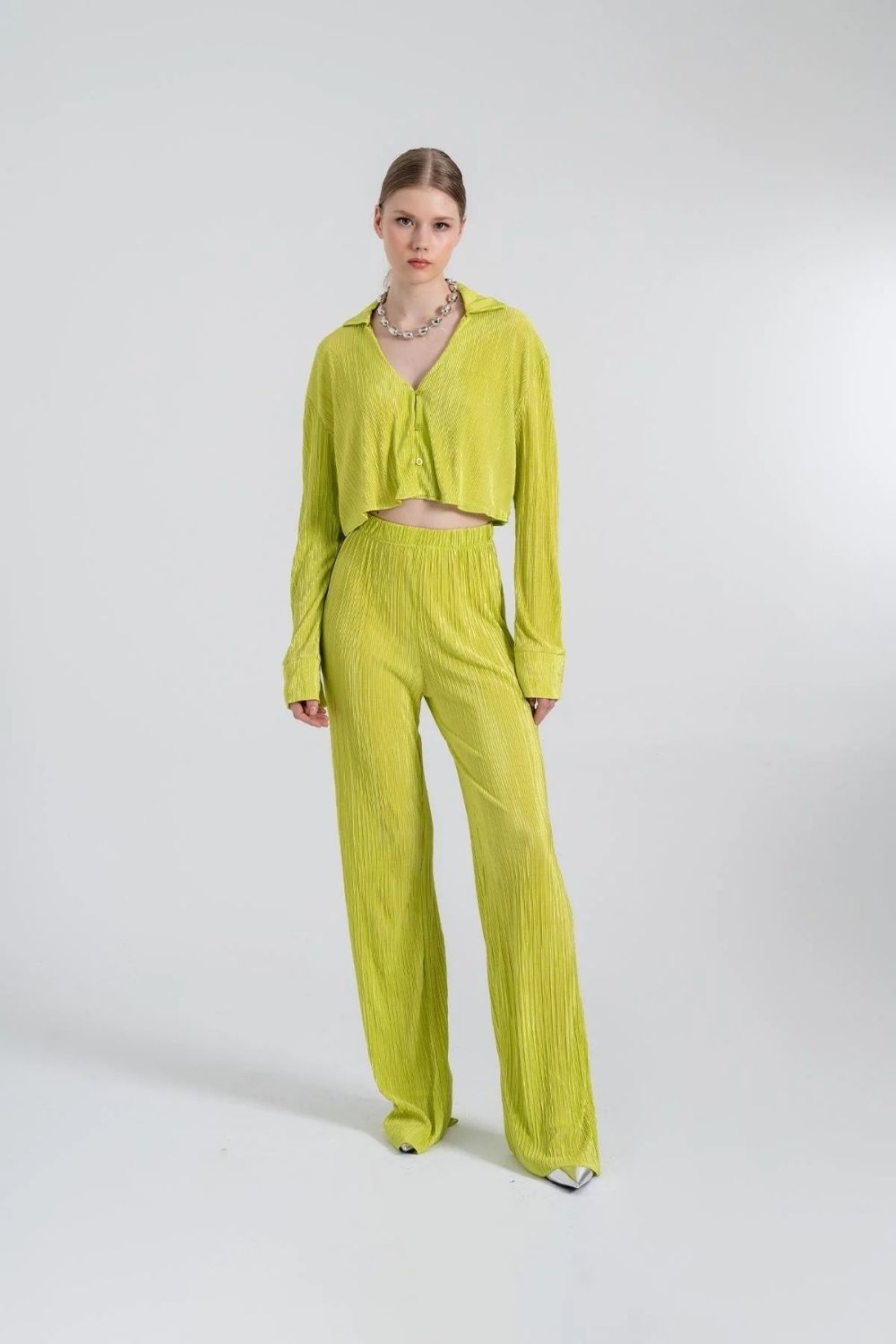 Beli Lastikli Esnek Comfy Pantolon Yeşil - 1