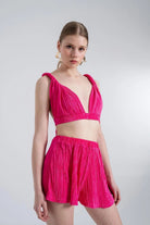 Beli Lastikli Mini Comfy Şort Pembe - 3