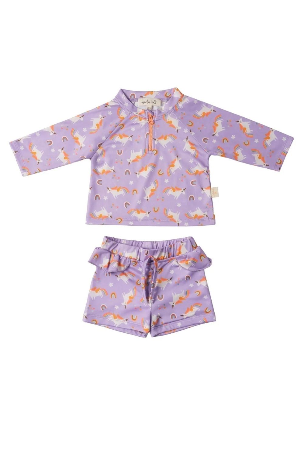 Uv Korumalı Alt Üst Kız Bebek Mayo Seti – Rainbow Unicorn Lilac - 0
