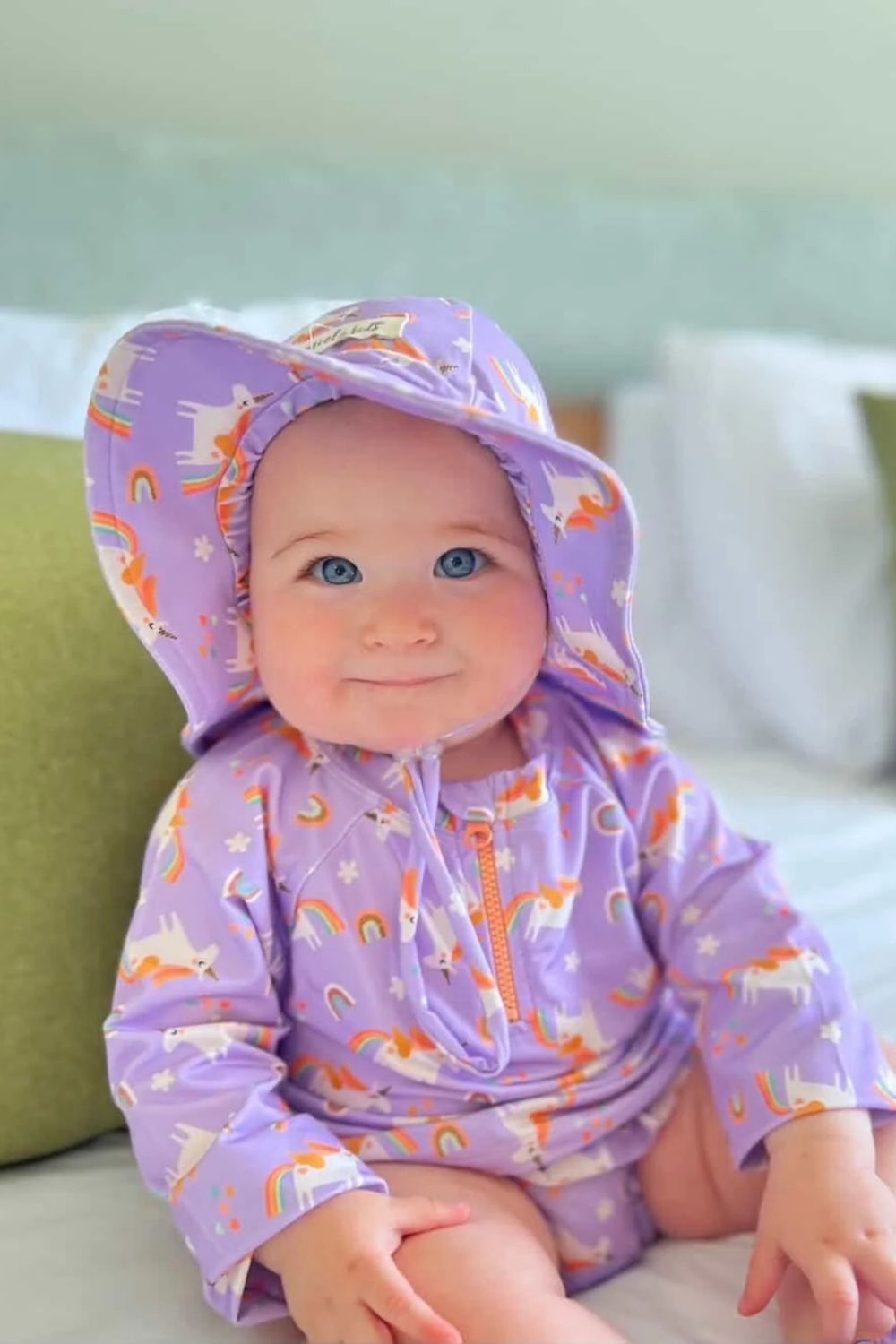 Uv Korumalı Alt Üst Kız Bebek Mayo Seti – Rainbow Unicorn Lilac - 3