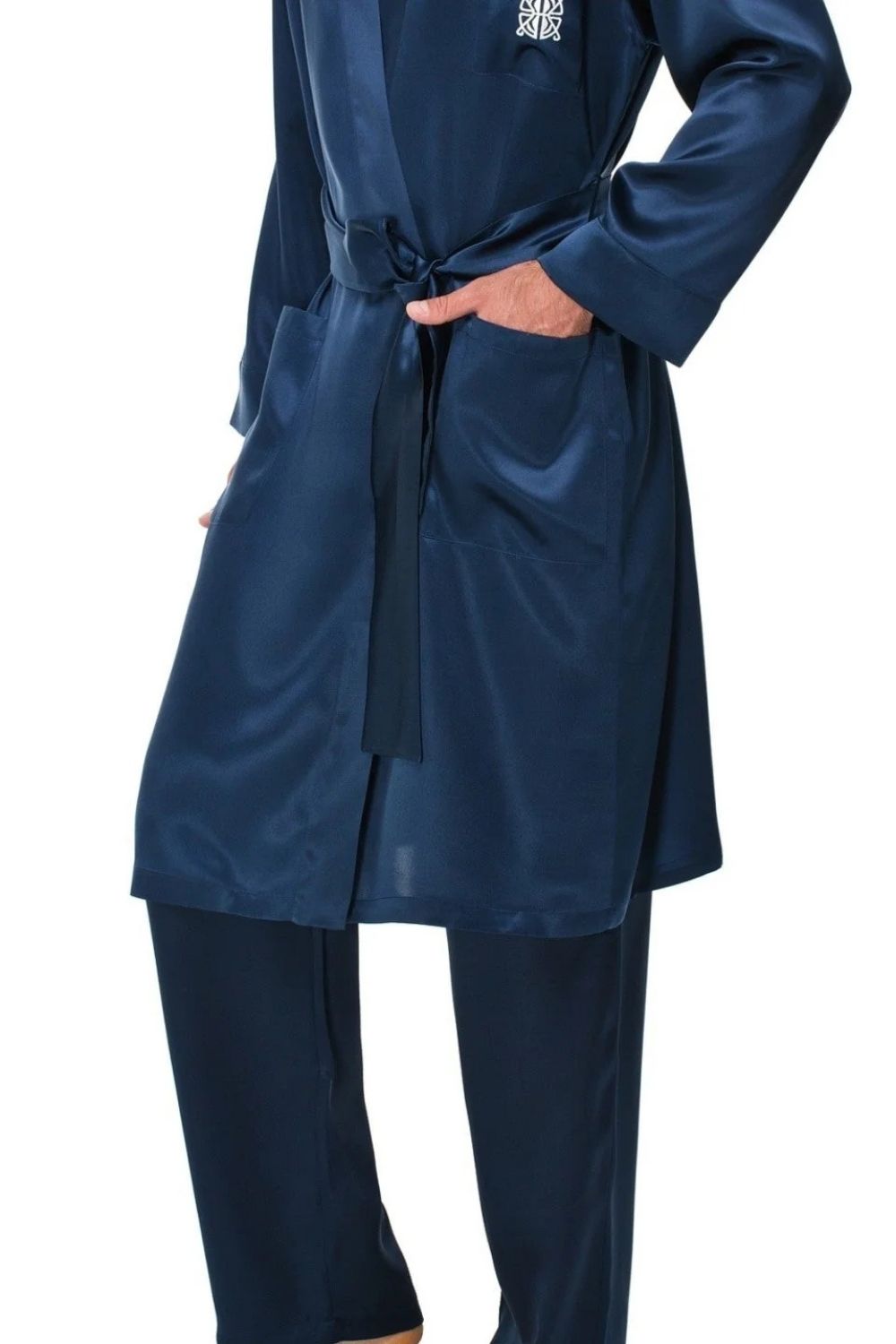 King Silk Kimono Navy Blue - 1