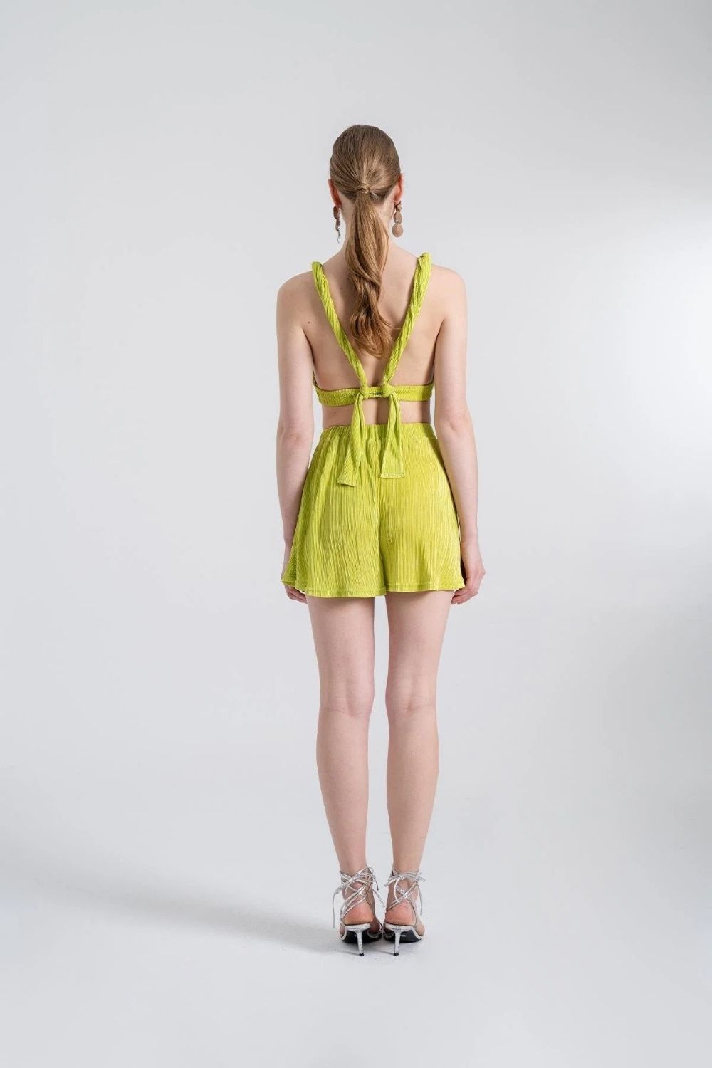 Beli Lastikli Mini Comfy Şort Yeşil - 4