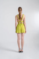 Beli Lastikli Mini Comfy Şort Yeşil - 4