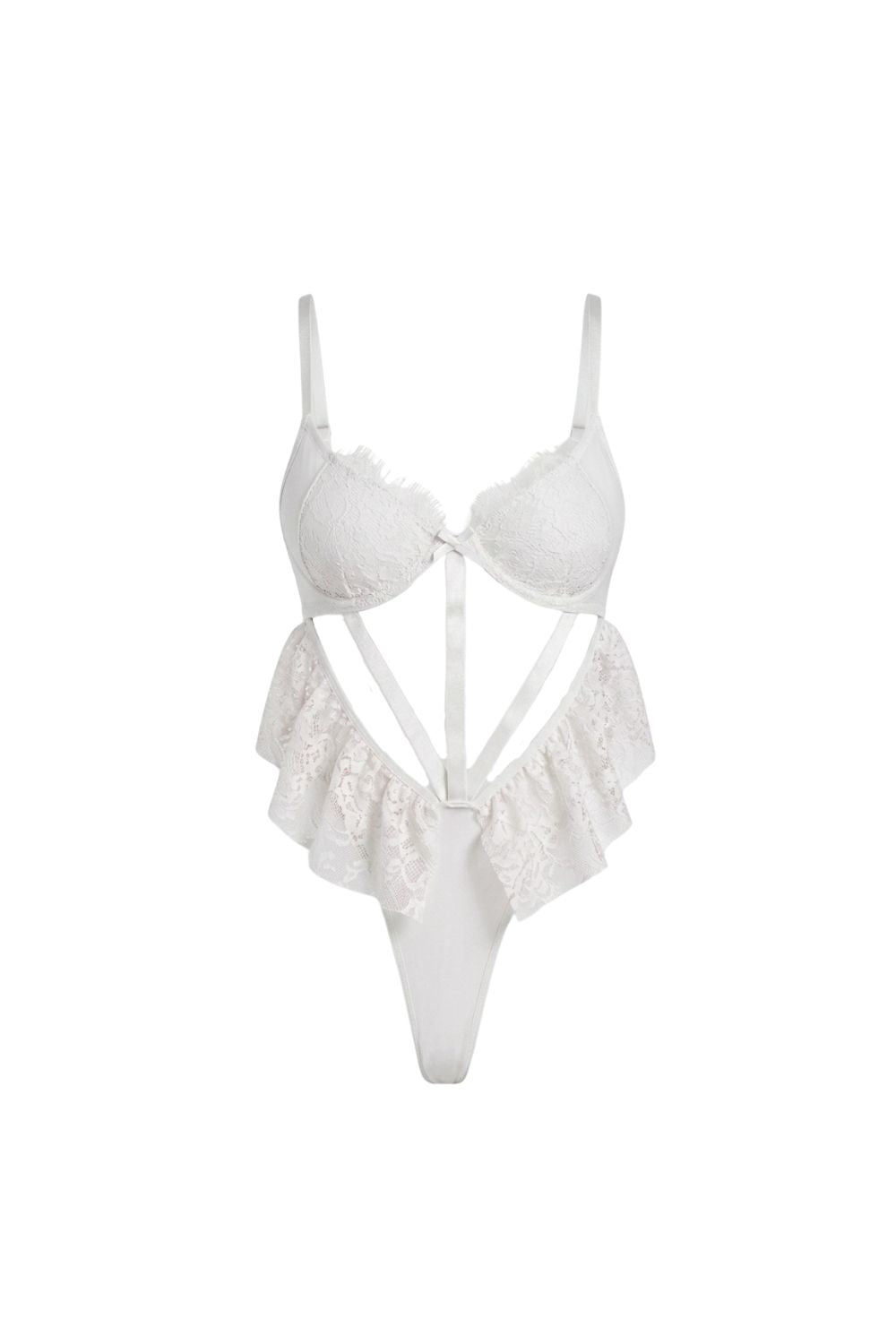 Lyria Rouge Şerit Detaylı Dantel Bodysuit - 0
