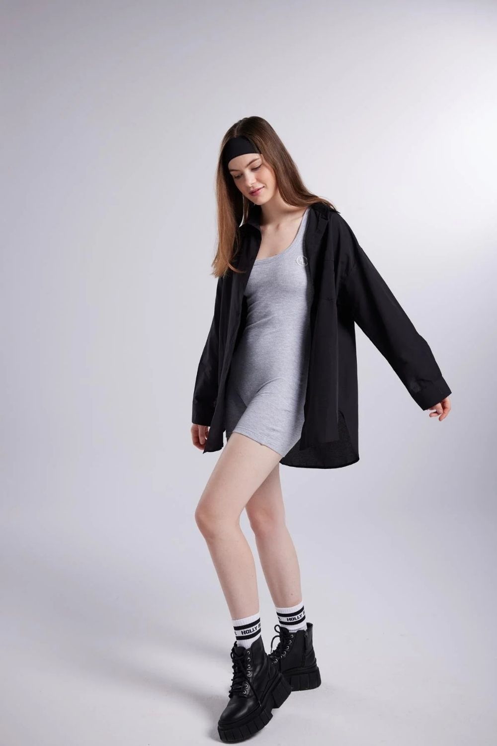 Cepli Oversize Kesim Lovesize Gömlek Siyah - 3