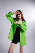 Cepli Oversize Kesim Lovesize Gömlek Yeşil - 2