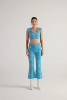 İspanyol Kesim Tüvit Tweed Pantolon Mavi - 0