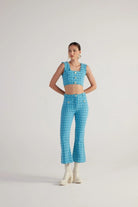 İspanyol Kesim Tüvit Tweed Pantolon Mavi - 3