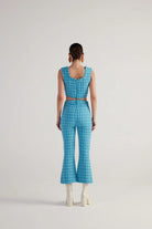 İspanyol Kesim Tüvit Tweed Pantolon Mavi - 4