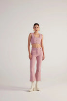 İspanyol Kesim Tüvit Tweed Pantolon Pembe - 1