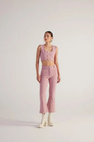 İspanyol Kesim Tüvit Tweed Pantolon Pembe - 3
