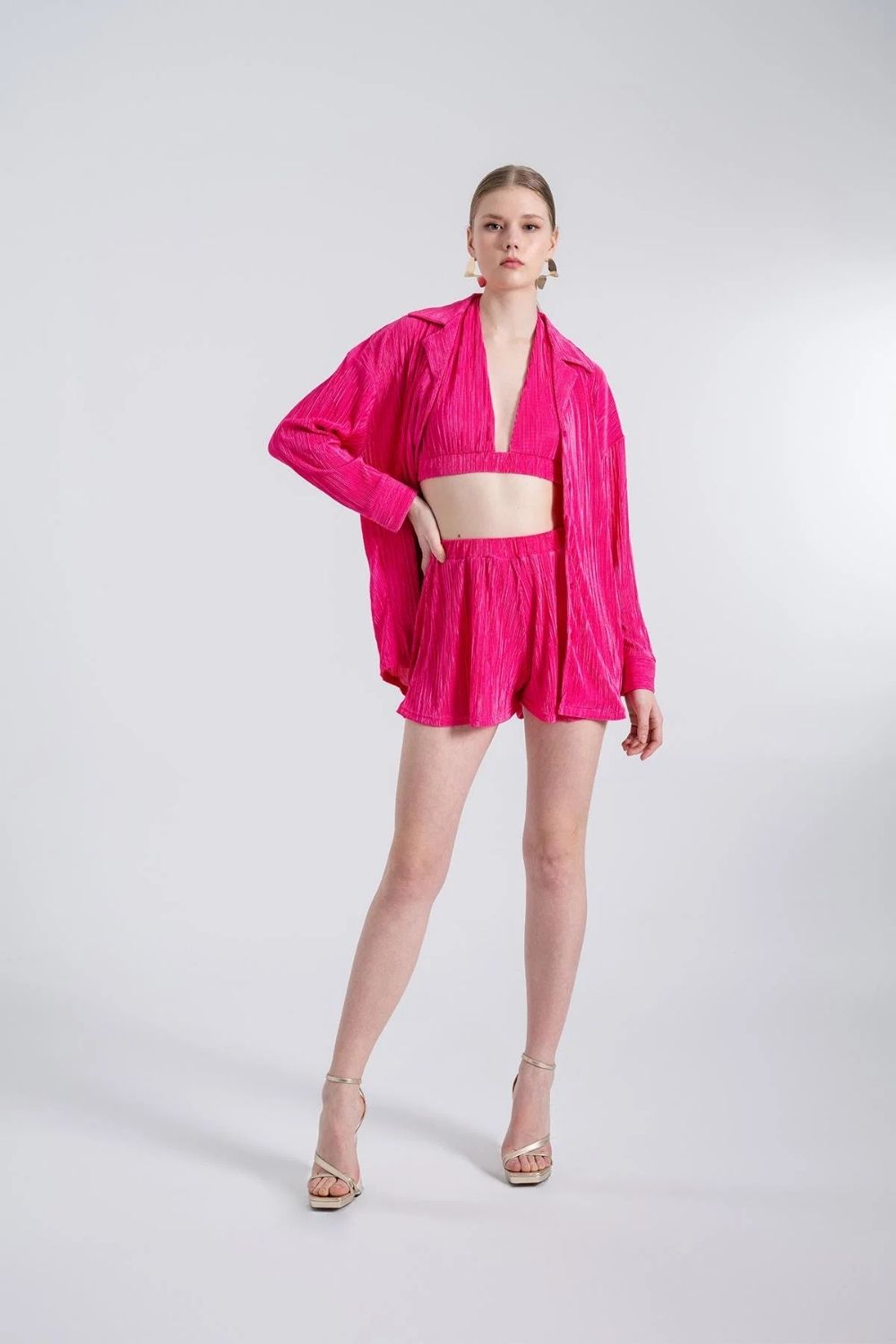 Oversize Düğme Kapamalı Comfy Oversize Gömlek Pembe - 2