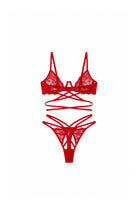 Rosalia Cupless Bra Set - Red - 0