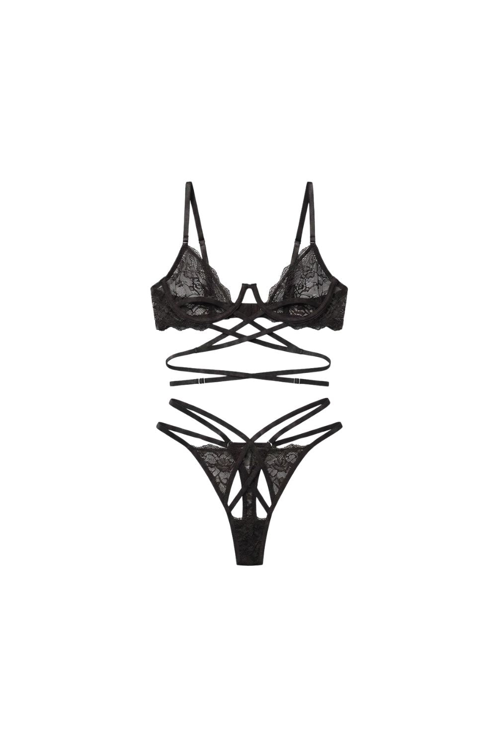 Rosalia Cupless Bra Set - Black - 0