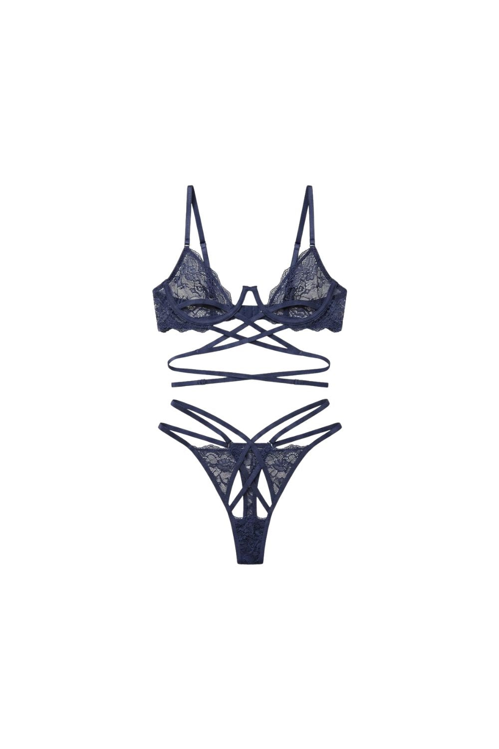 Rosalia Cupless Bra Set - Cobalt - 0