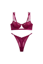 Leila Bra Set - Burgundy - 0