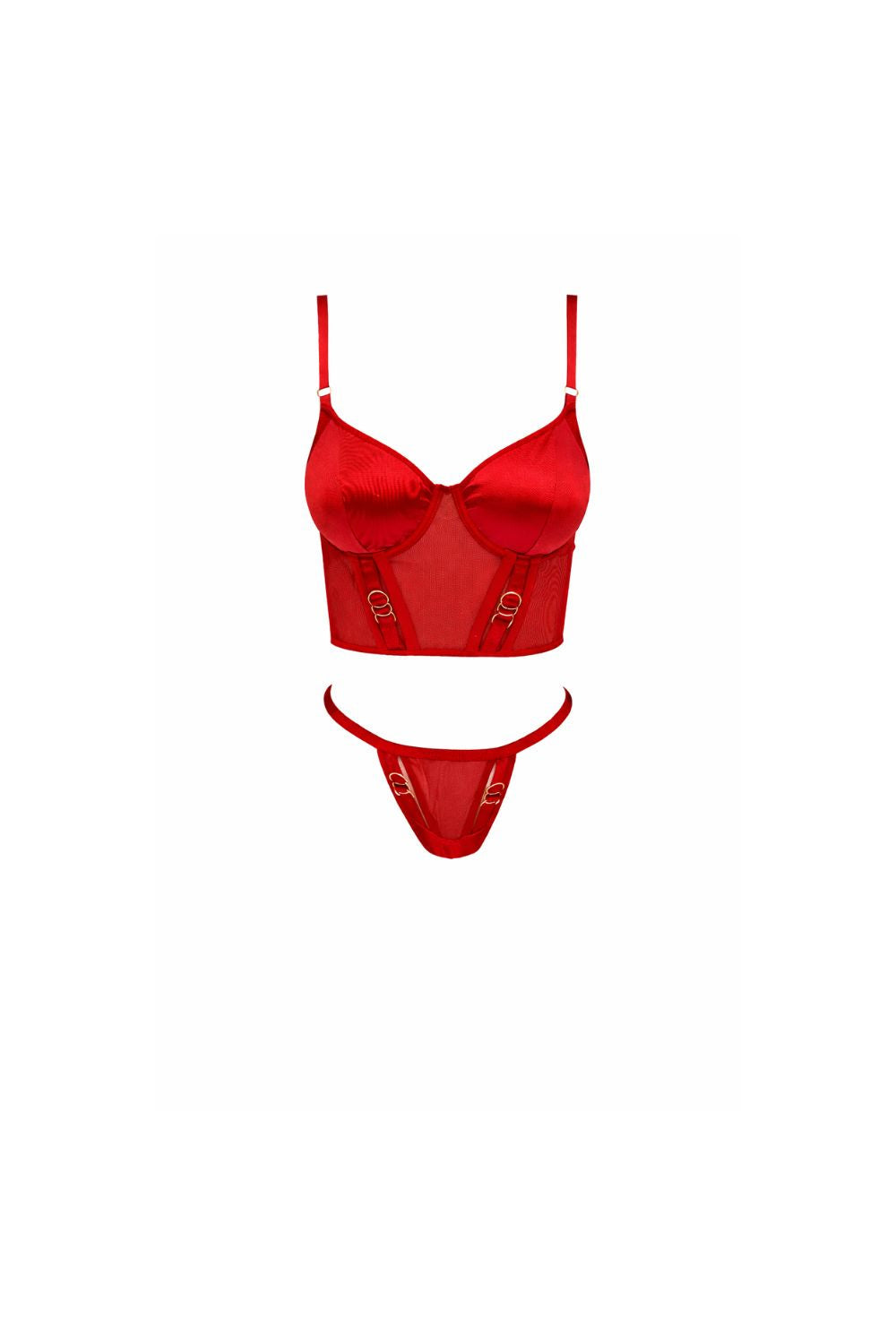 Charme Bouclé Bustier Set - Red - 0