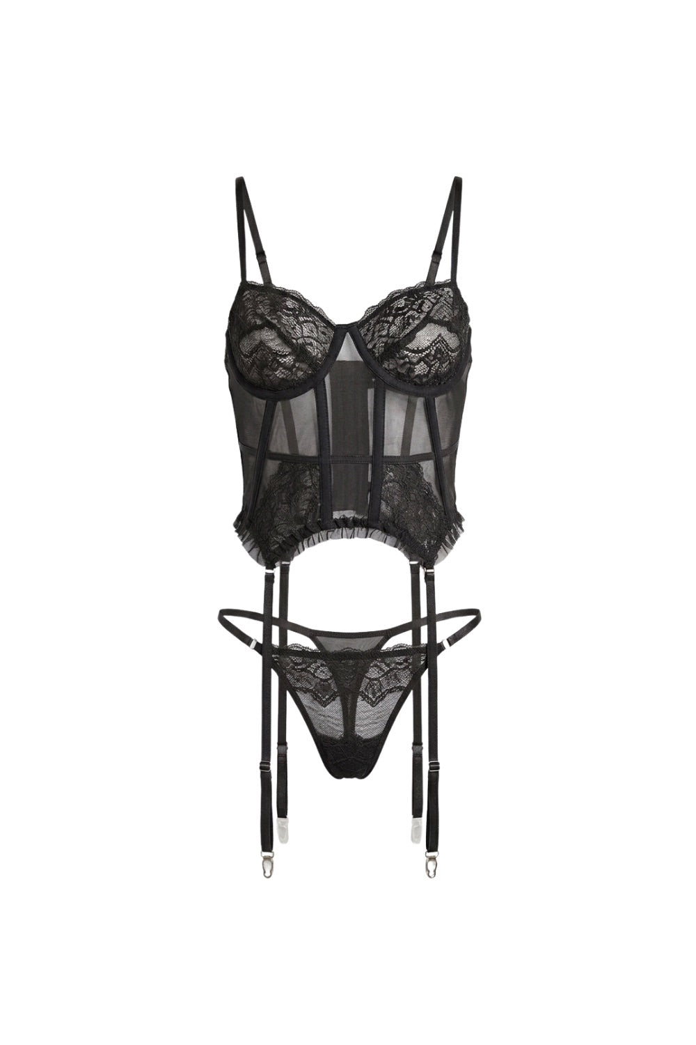 Fleur Sauvage Garter Set - Black - 0
