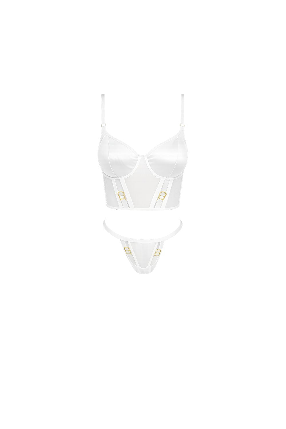 Charme Bouclé Bustier Set - White - 0