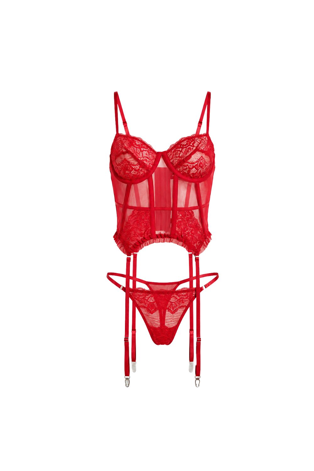 Fleur Sauvage Garter Set - Red - 0