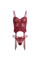 Fleur Sauvage Garter Set - Burgundy - 0