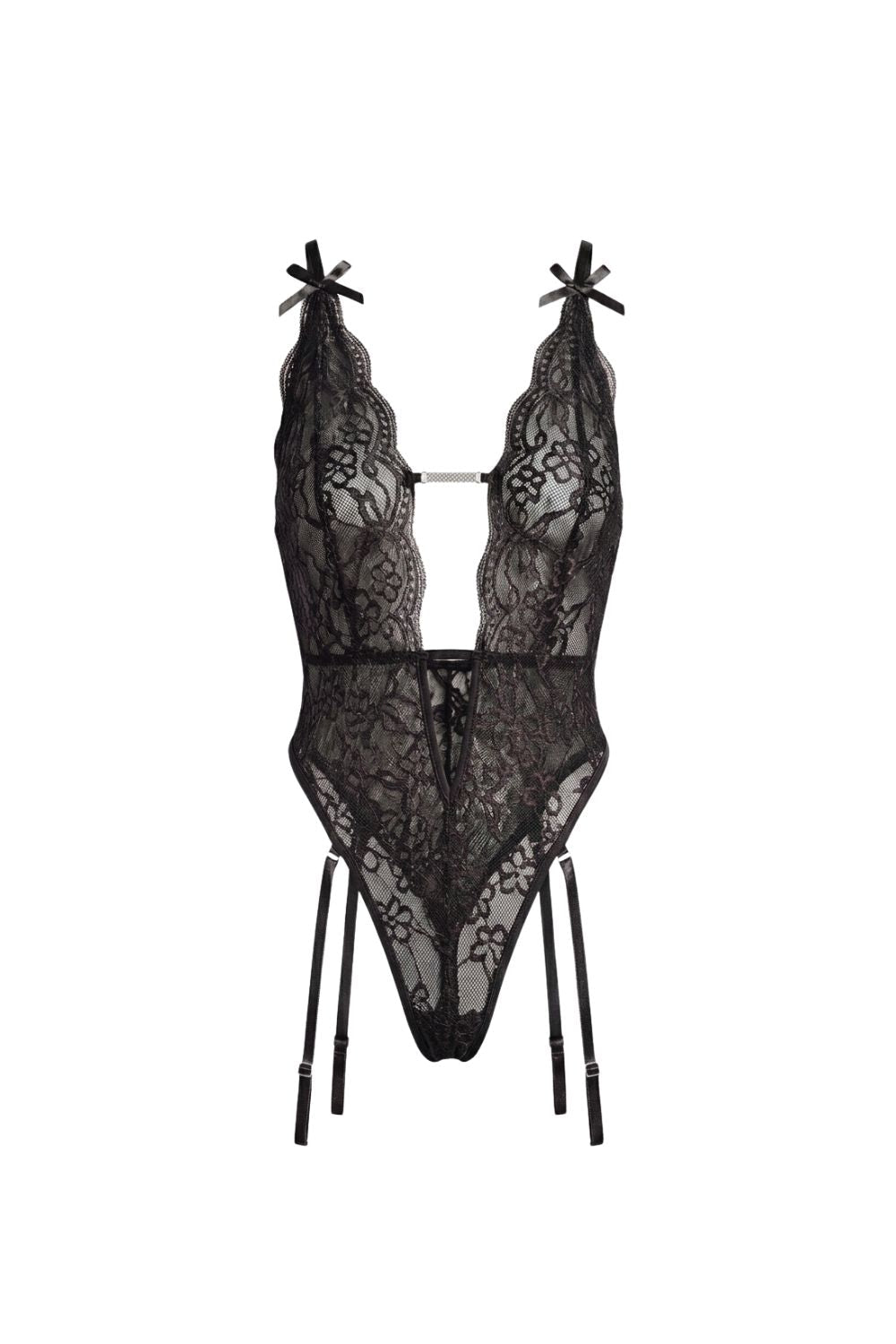 Darelia Taş Detaylı Dantel Bodysuit - 0