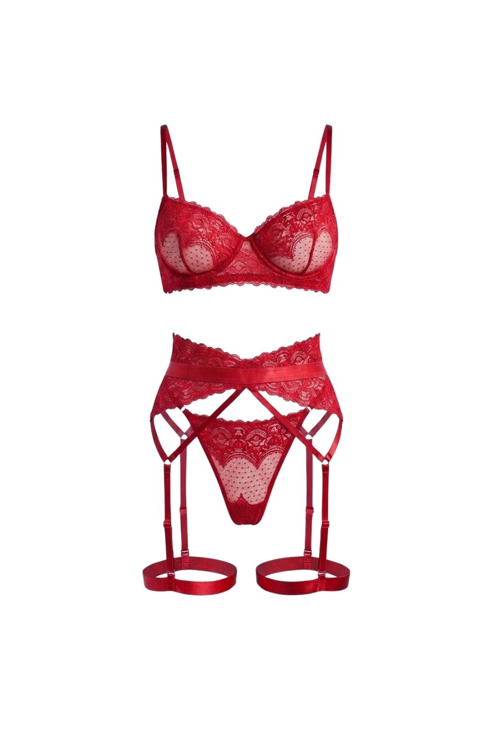 Chambre Secrète Garter Set - Red - 0
